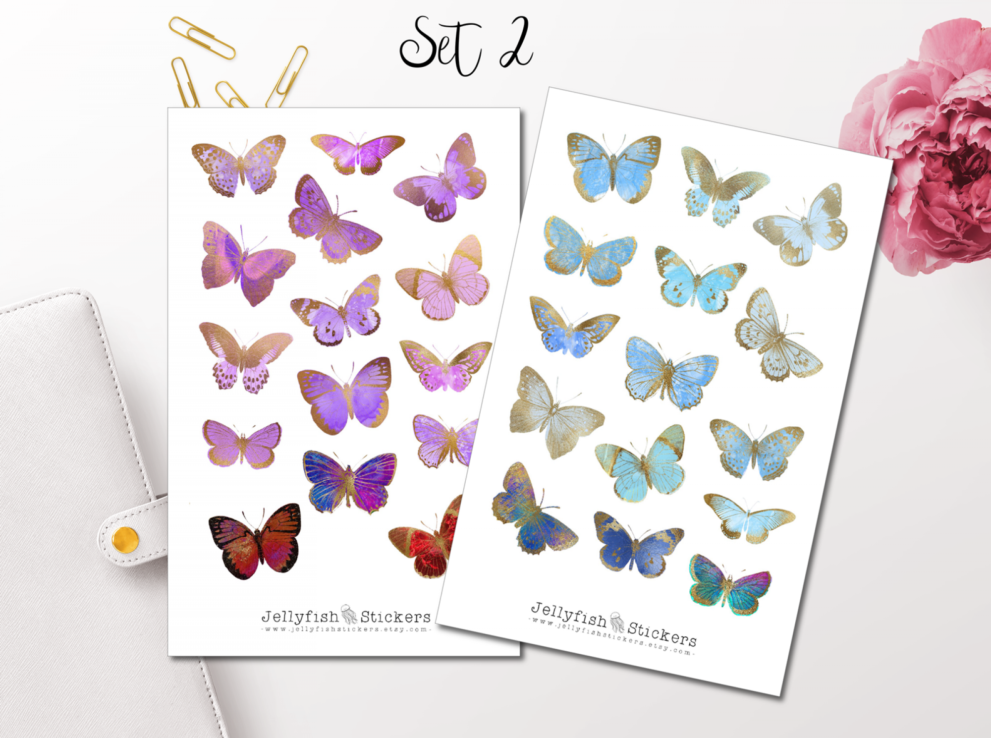 Schmetterlinge bunt Sticker Set